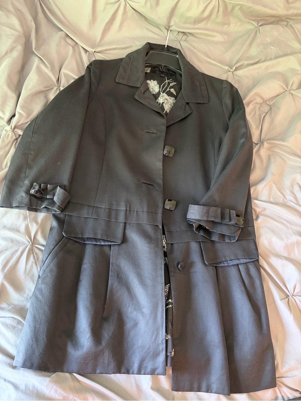 Plastic Island Navy/ Black Women's Blazer with Floral Lining